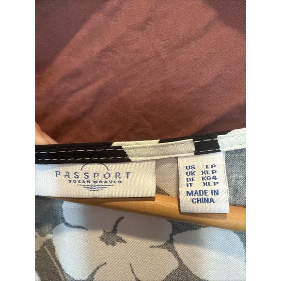 Passport Susan Graver Floral Maxi Dress Large Black White LP Petite Large - Picture 4 of 4